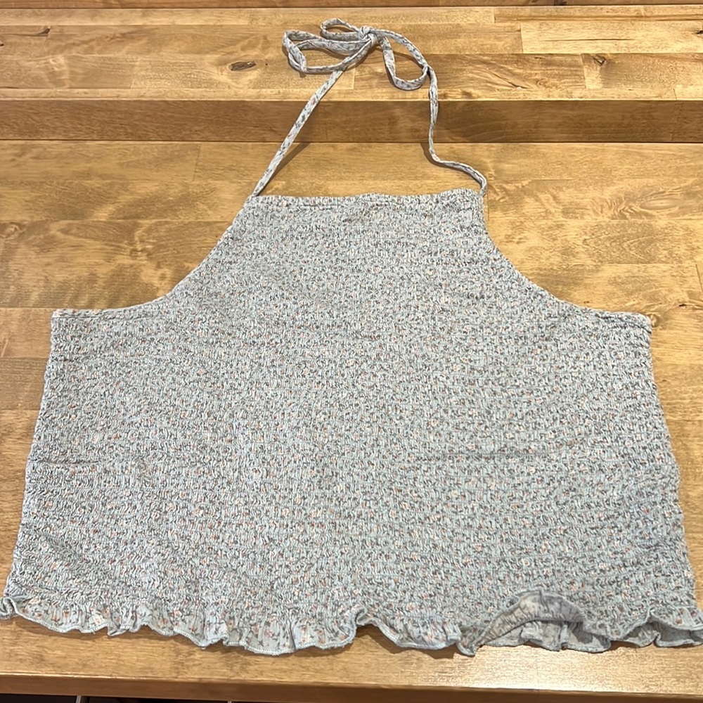 American Eagle Outfitters Cropped Smocked Halter Top Mini Print Size XL